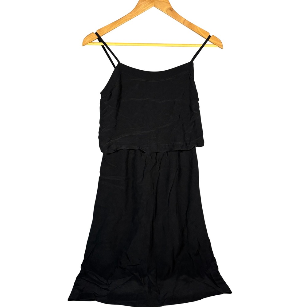 Madewell Black 100% Silk Tiered Popover Cami Mini Dress‎ C0498 Womens 0